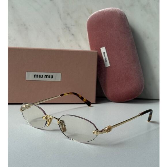 Miu Miu Accessories - NEW Miu Miu MUA54S 5AK08N Bluelight Oval Sunglasses in Gold